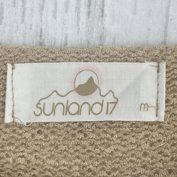 Sunland 17 Top Womens Medium Brown Tan Open Knit Sweater Coastal Beachy - Picture 3 of 9